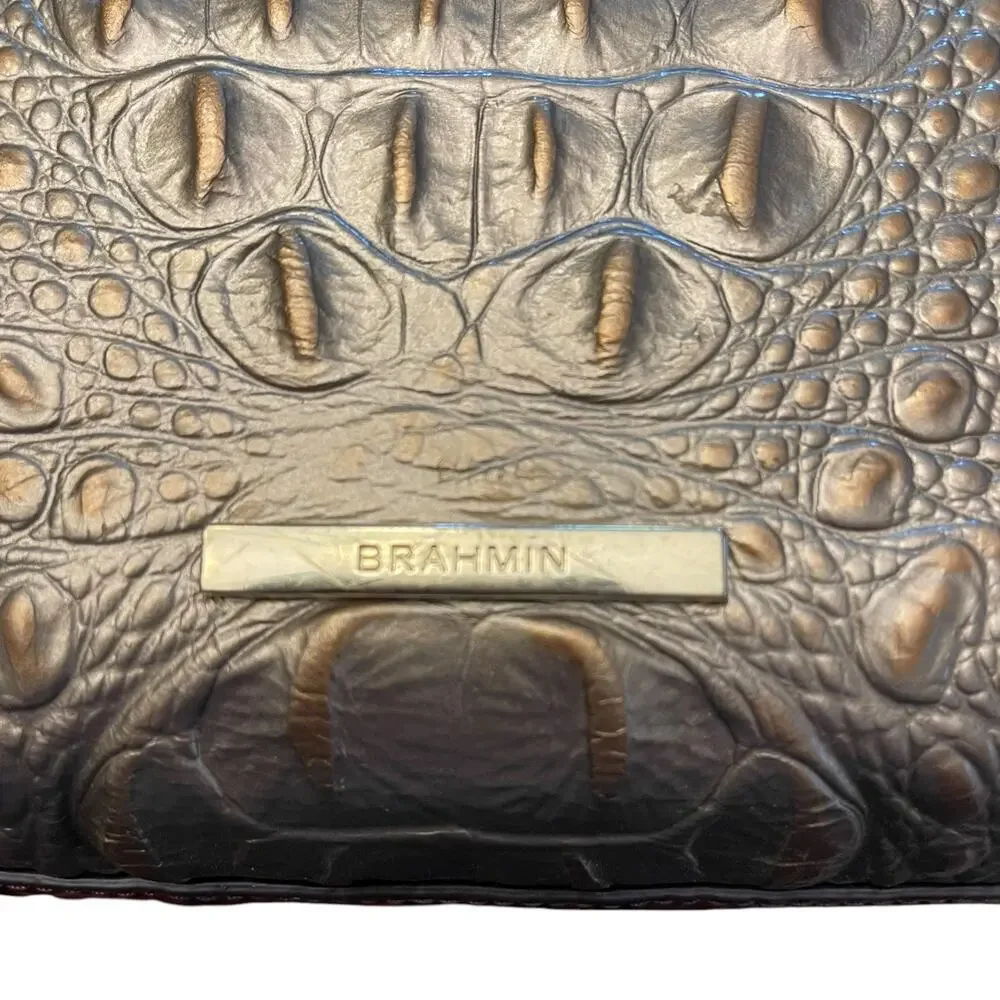 BRAHMIN Women's CROC EMBOSSED EMERSON Leather ROSE GOLD PROVENCE Satchel Bag